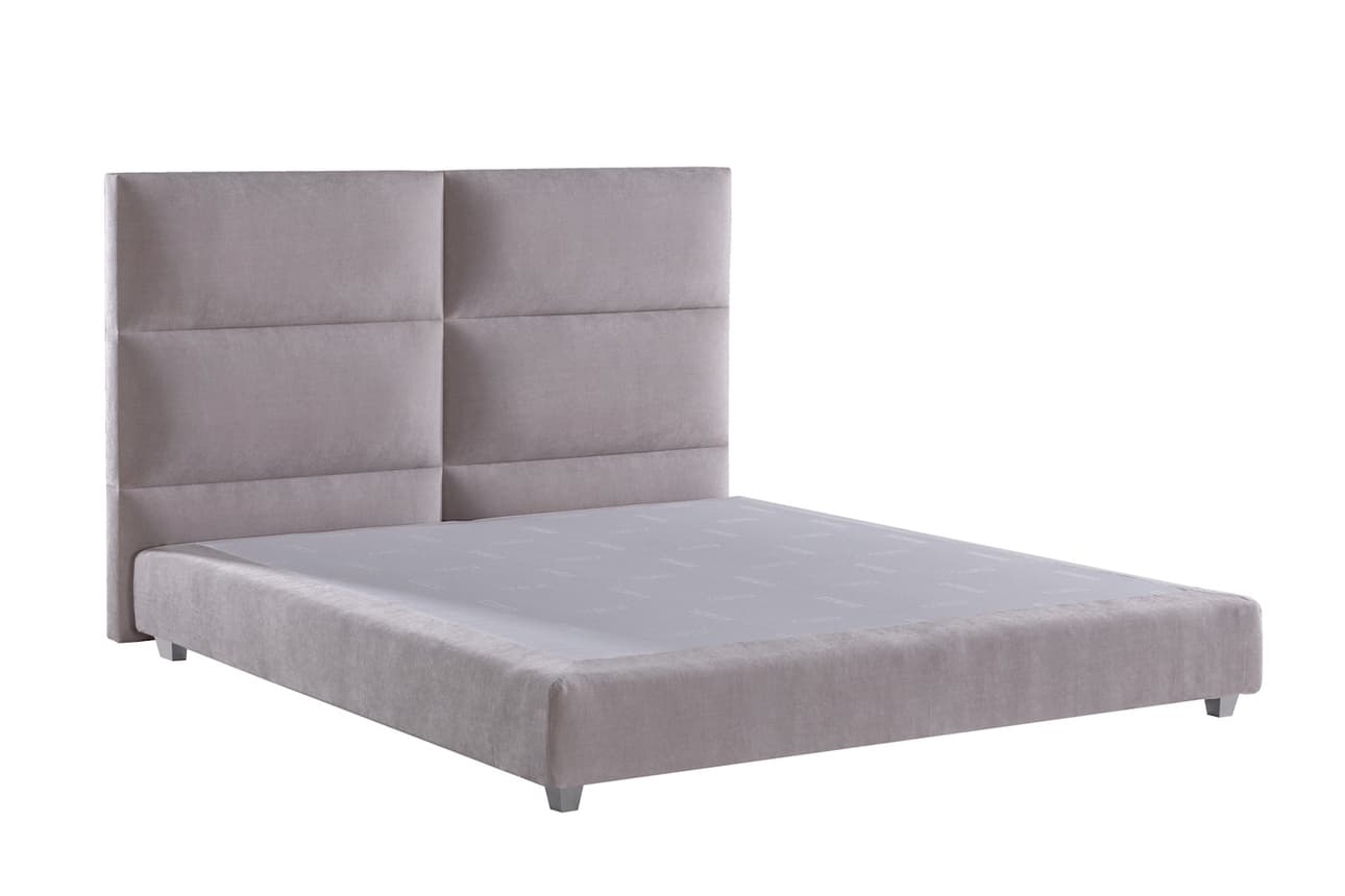 Boxspringbett Square in Hell-Taupe