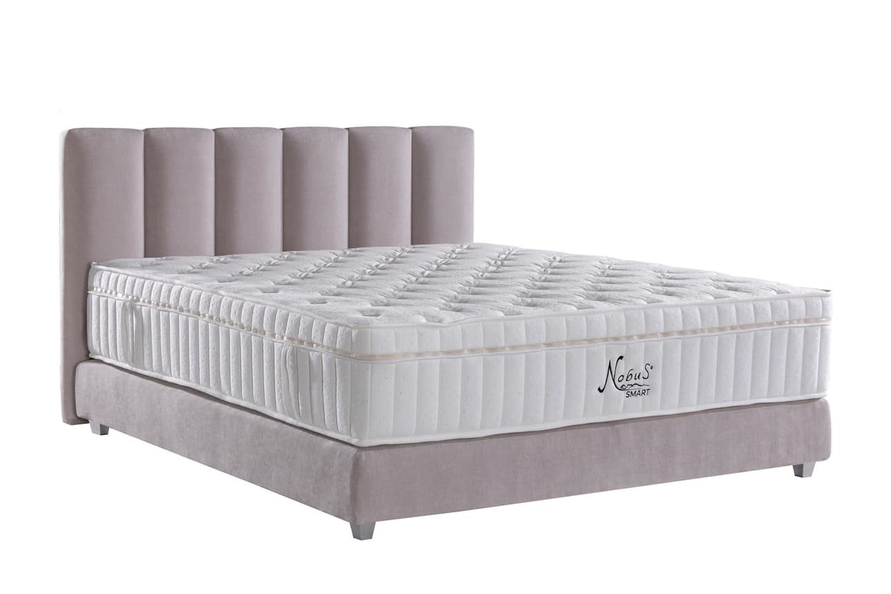 Boxspringbett Vertical in Hell-Taupe (200x200cm)