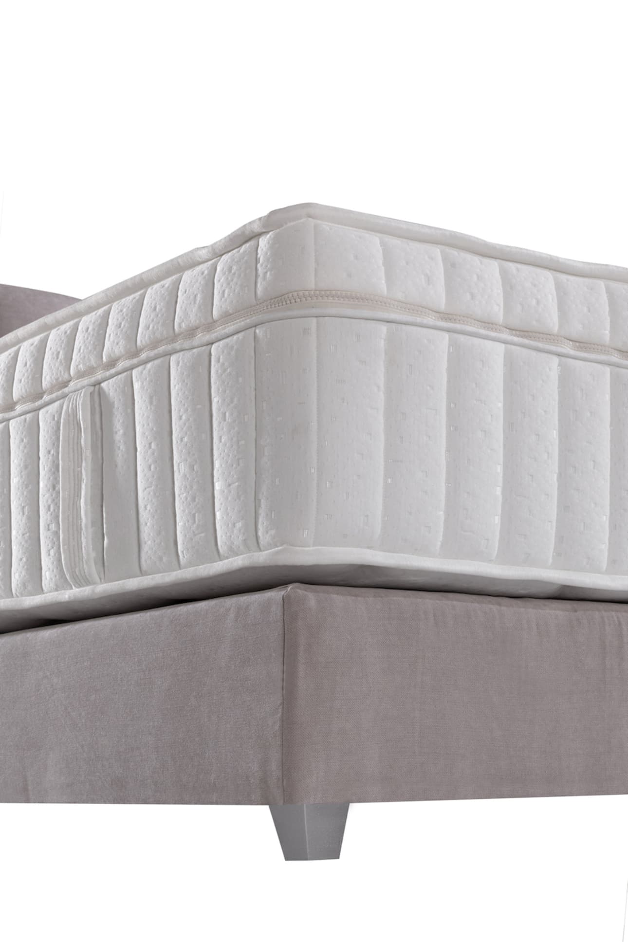 Boxspringbett Vertical in Hell-Taupe (200x200cm)