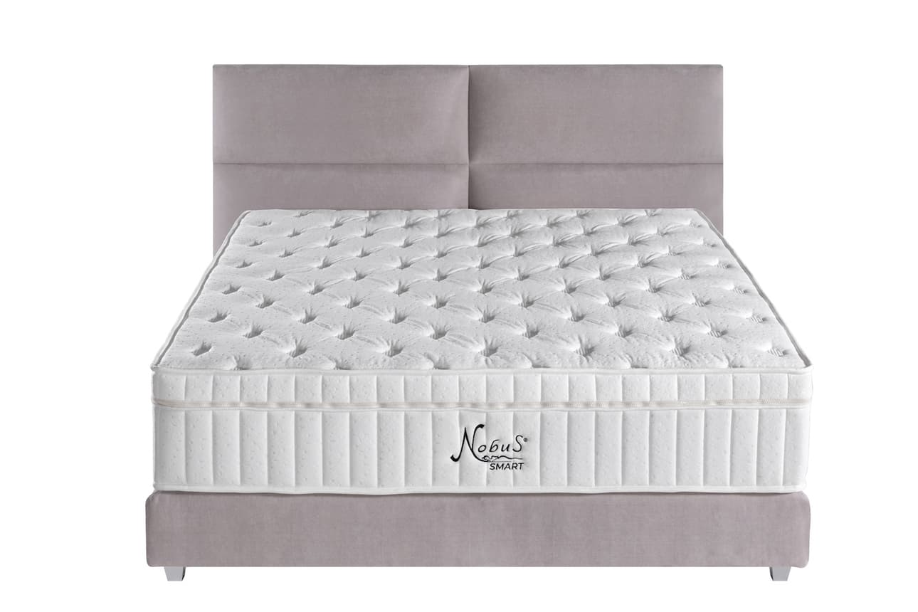 Boxspringbett Square Plus in Hell-Taupe (140x200cm)