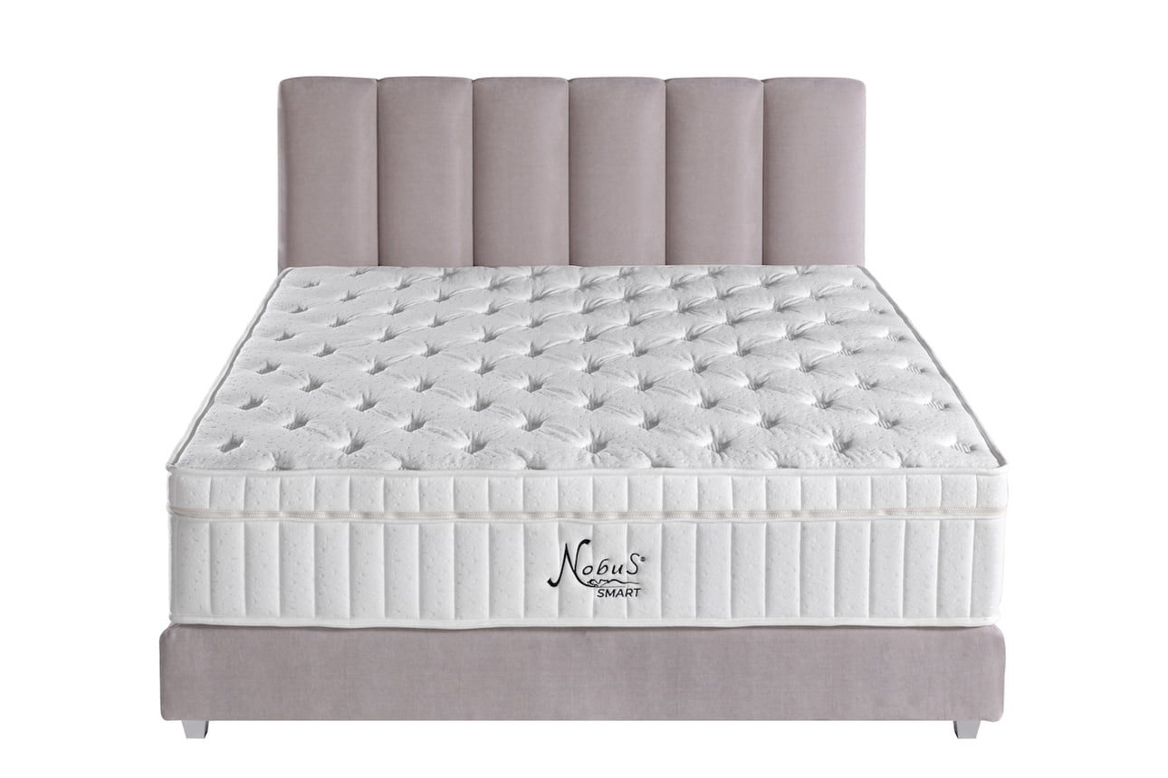 Boxspringbett Vertical in Hell-Taupe (180x200cm)