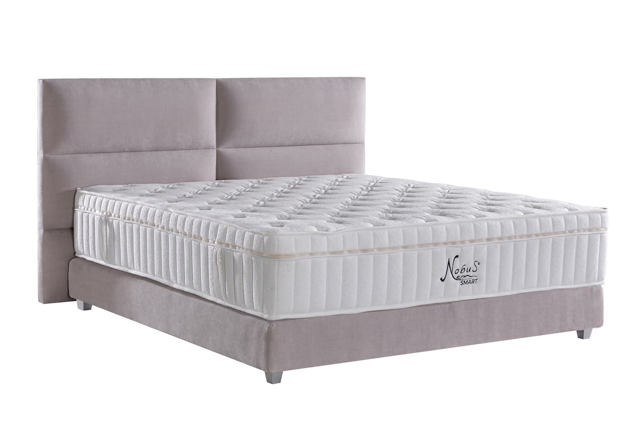 Boxspringbett Square Plus in Hell-Taupe (140x200cm)