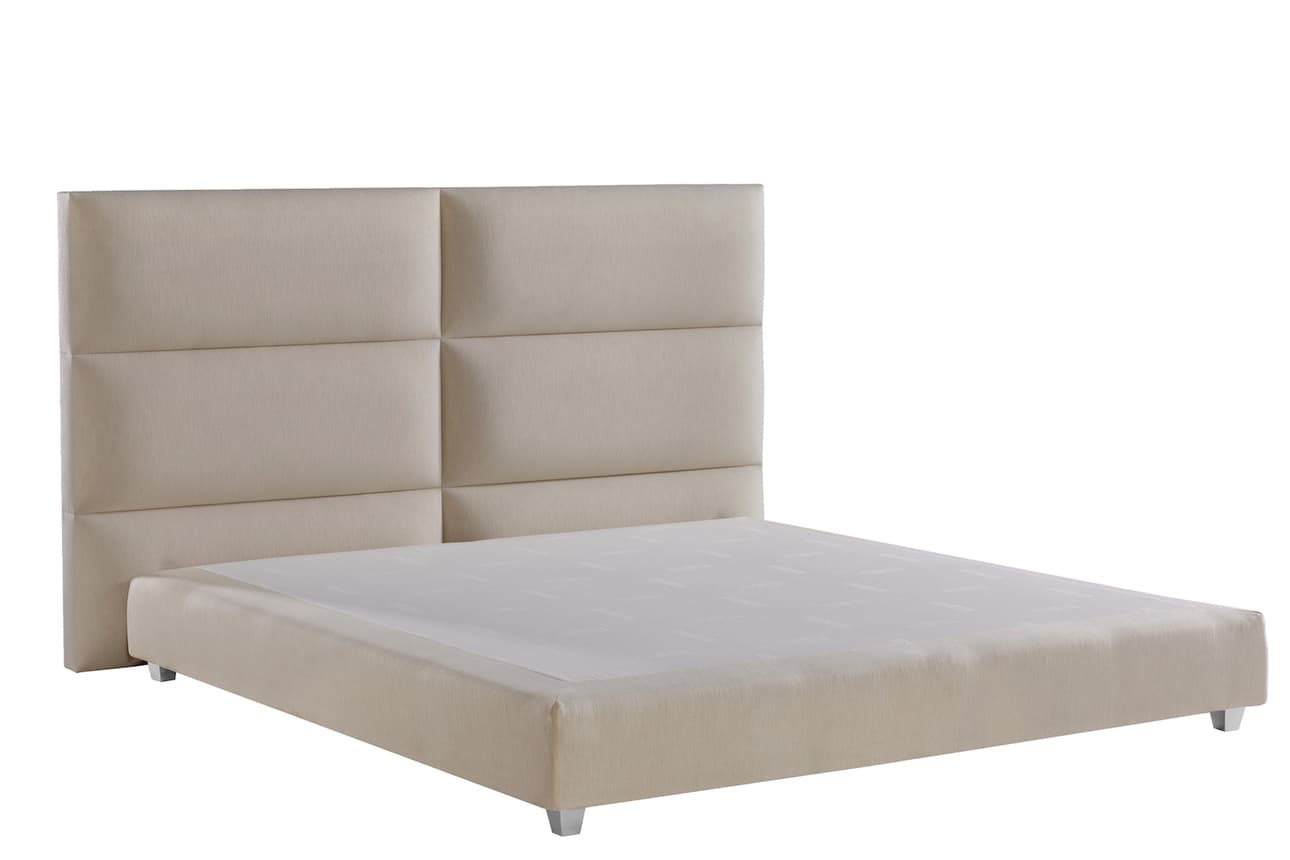 Boxspringbett Bettgestell Square Plus (180x200cm) in Creme (Leinenoptik)