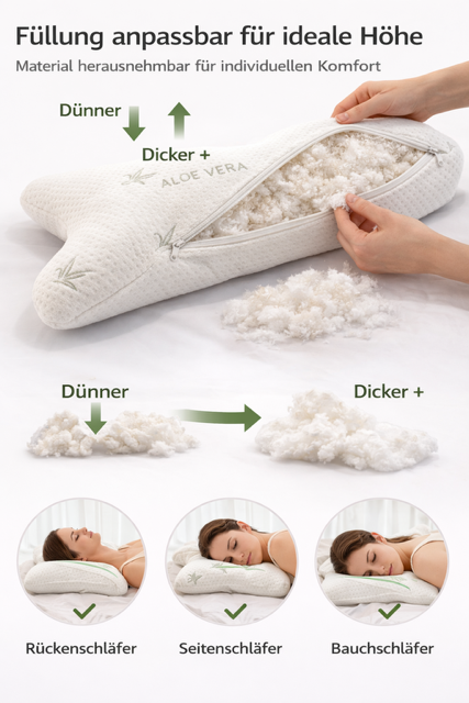 Anti-Falten Kissen für Frauen und Männer - Schmetterlingskissen - Beauty Sleep Pillow Anti Aging Kissen gegen Schlaffalten - Seitenschläfer Kissen