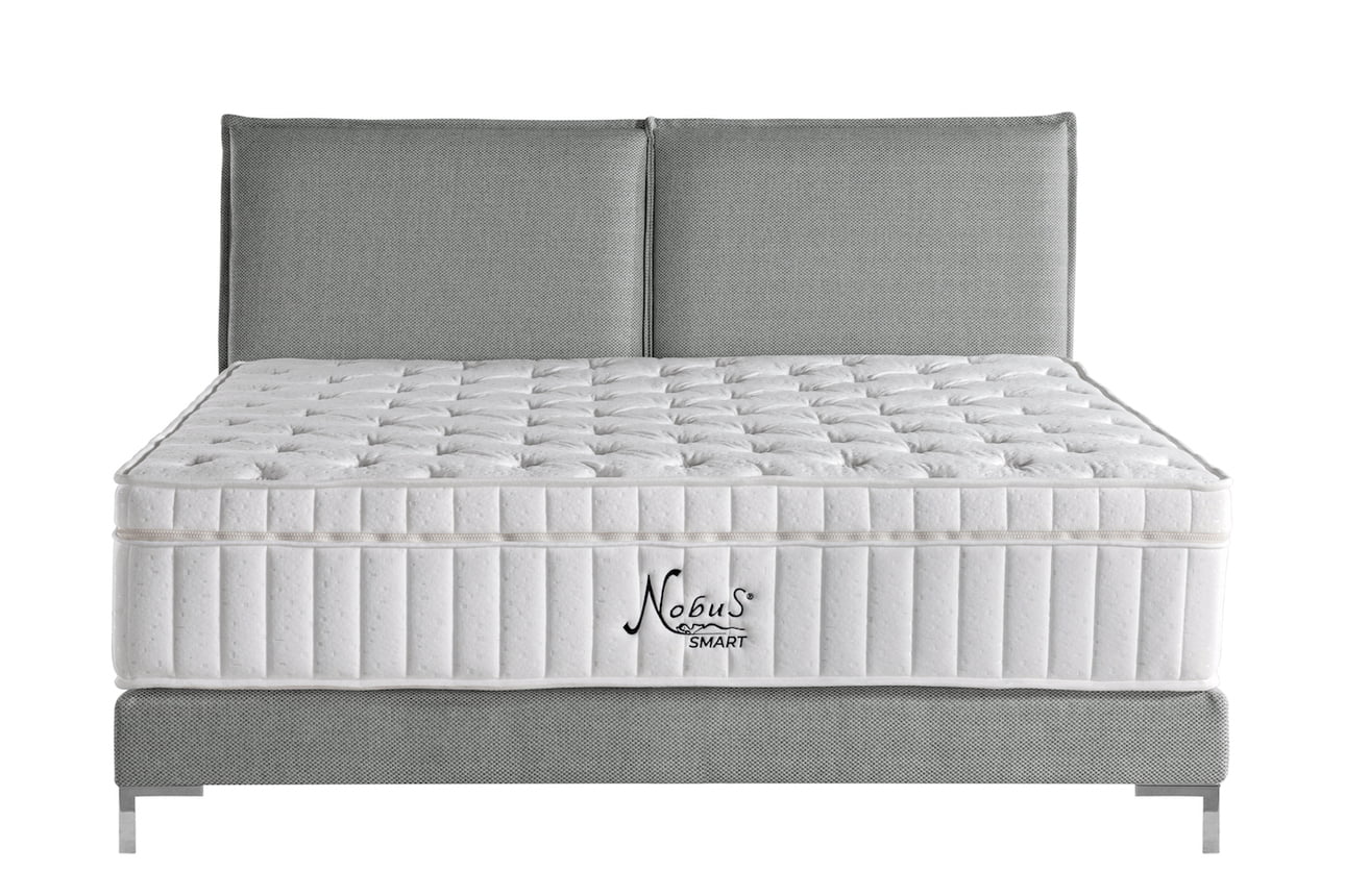 Boxspringbett Lissimo in Hellgrau (200x200cm)